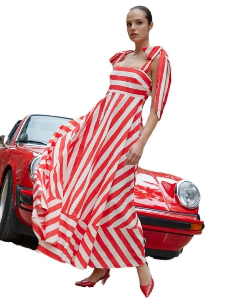 Women Striped Bow-Tie Dress | Daysi