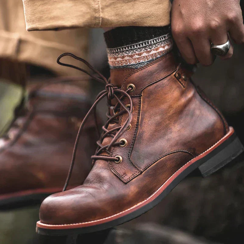Men's High Top Boots Black Leather | Rugged Elegance-4