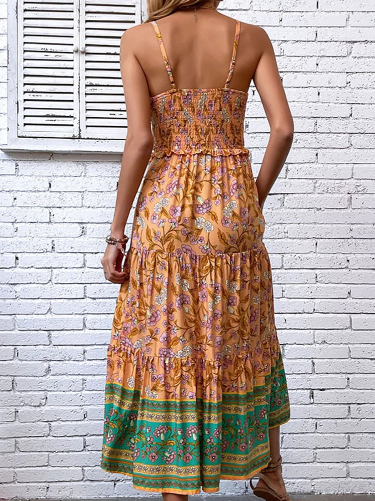 Women Boho Floral Maxi Dress | Delilah