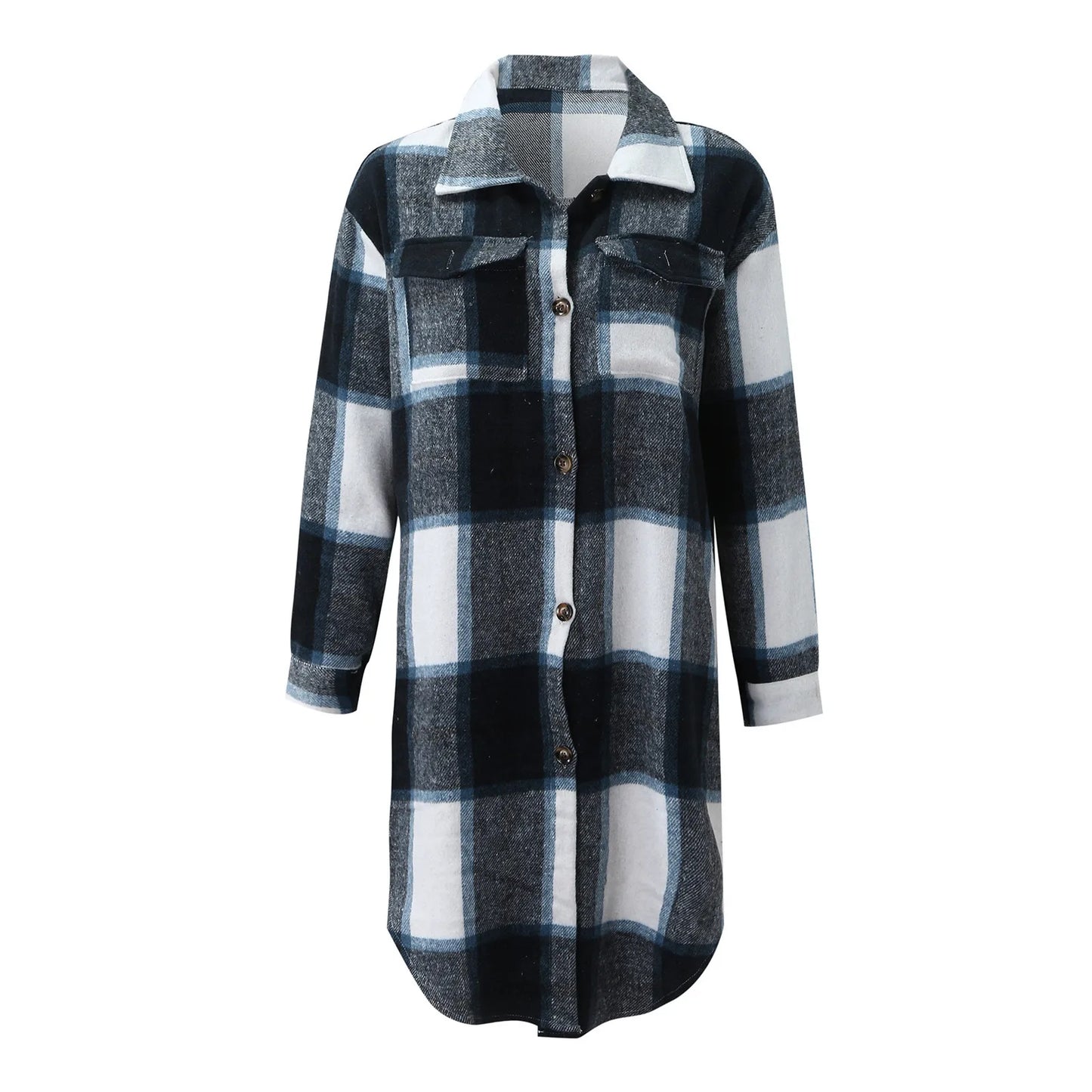 Women Longline Checkered Button Shacket | Illyria