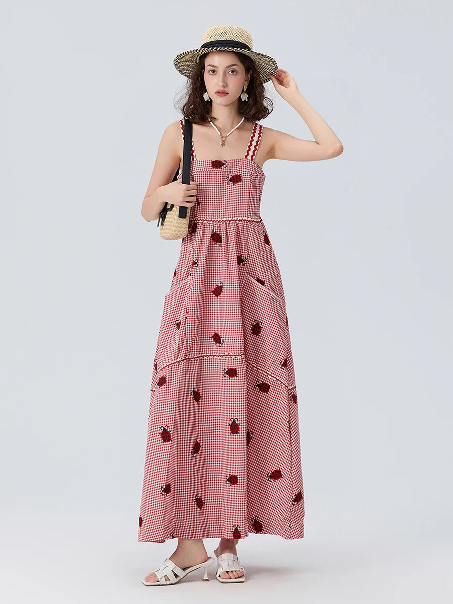Women Gingham Floral Summer Dress | Araminta