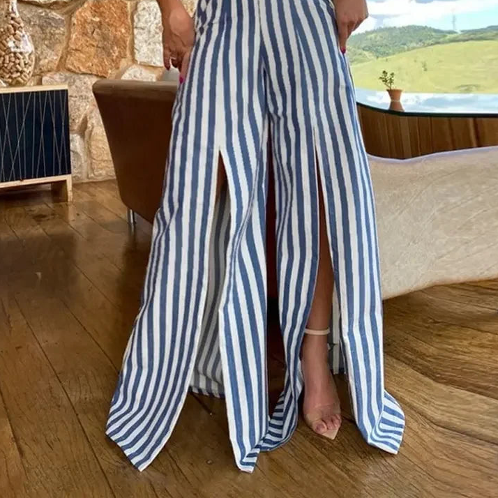 Women Striped Wide-Leg Jumpsuit | Orleana