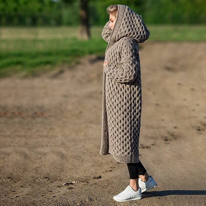 Women Hooded Cable Knit Cardigan | Amirae