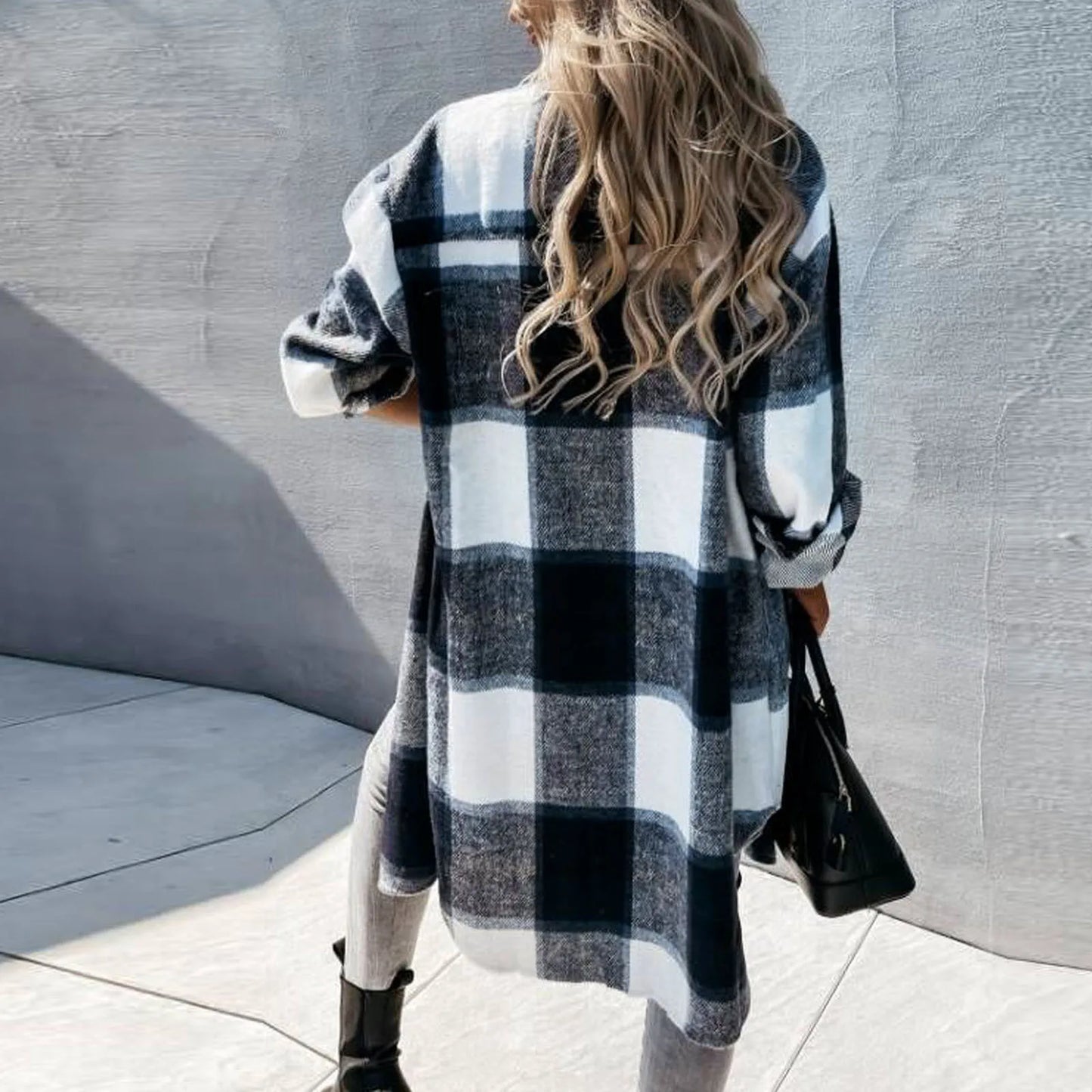 Women Longline Checkered Button Shacket | Illyria