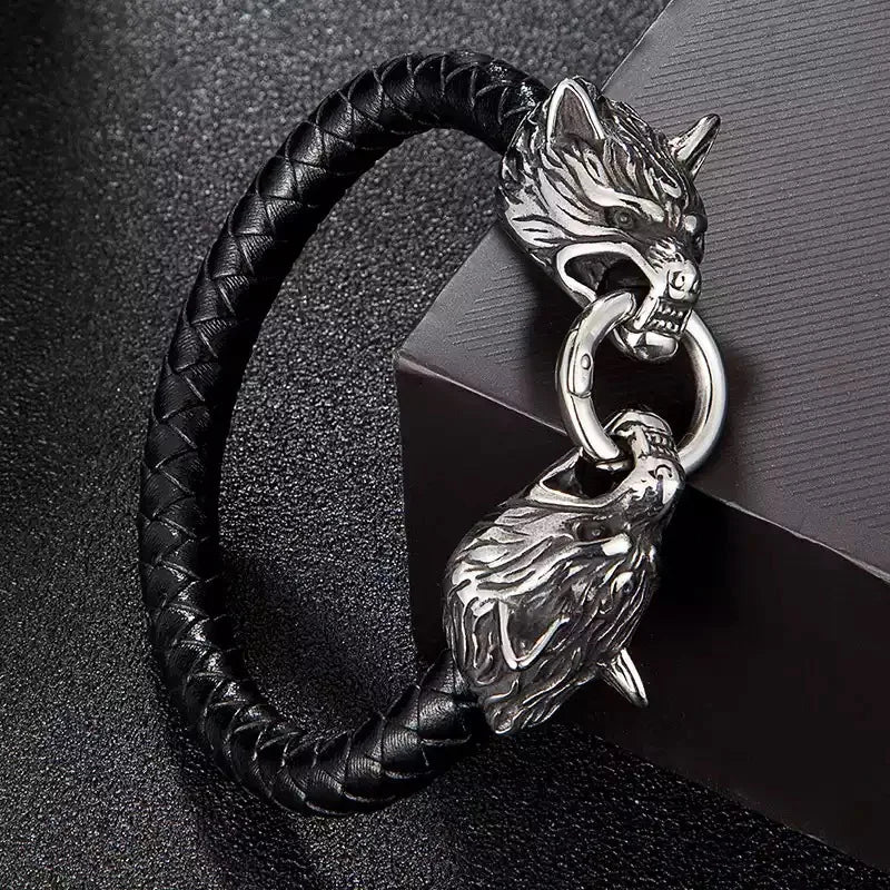 Variant image for Men's Leather Bracelet Black Vintage | Odin-16