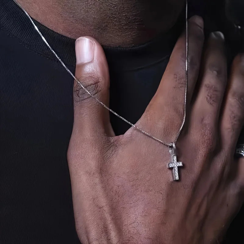 Men's Cross Necklace Black Zircon | Urban Style-3
