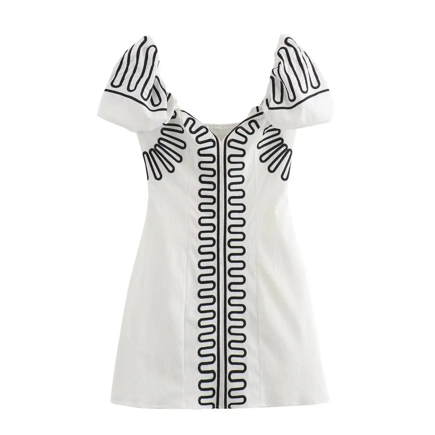 Women Ruffled Sleeve Embroidered Mini Dress | Aleida