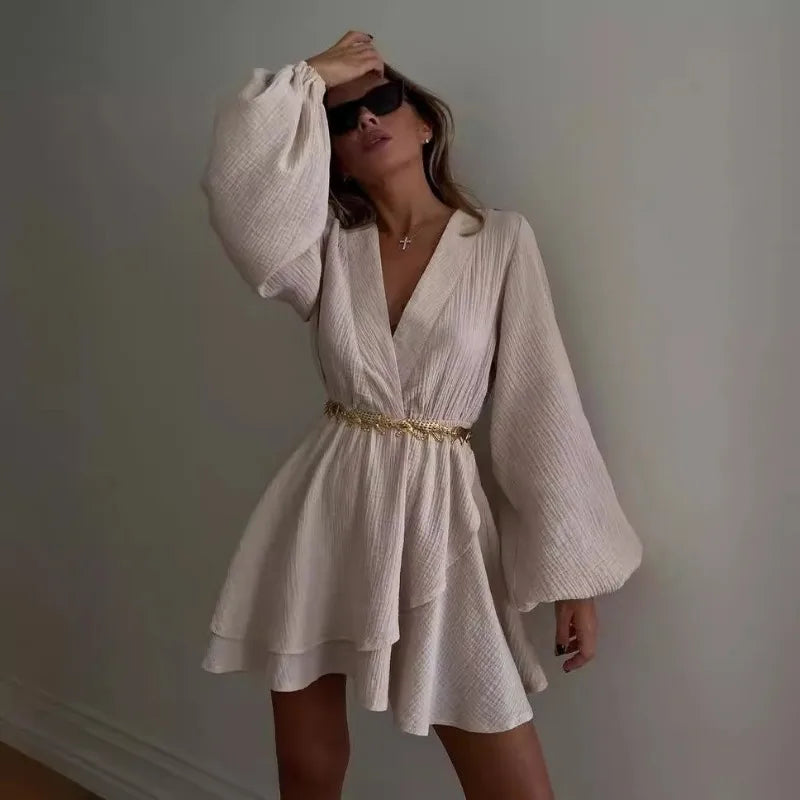 Women Flowy Balloon Sleeve Mini Dress | Milagros