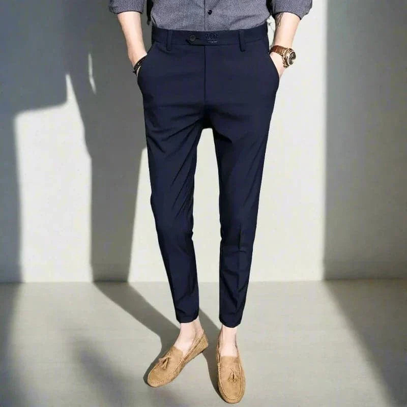 Men Slim-Fit Pants Striped Stretch Fabric | Classic Style-4