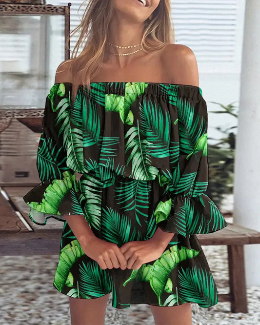 Women Sexy Off-shoulder Printed Dress | Elsie