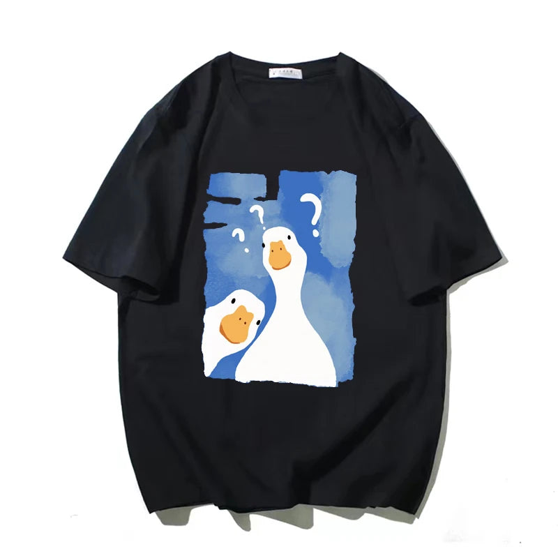 Men's T-Shirt White Cotton | Quirky Ducks-2