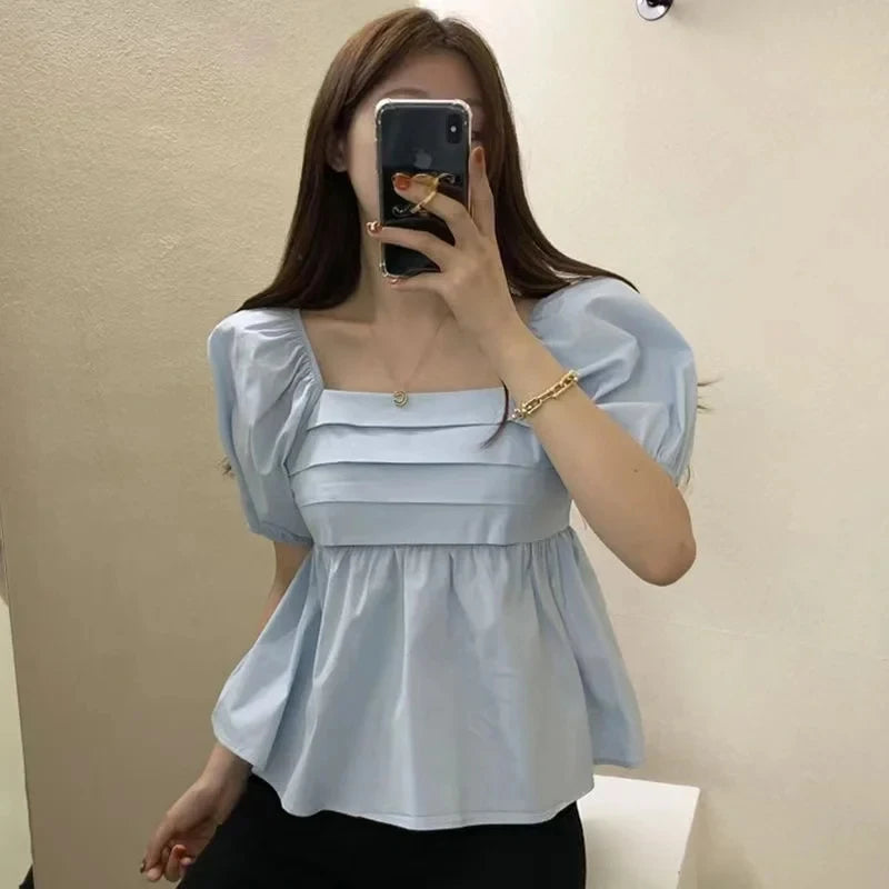 Women Puff Sleeve Square Neck Top | Celia
