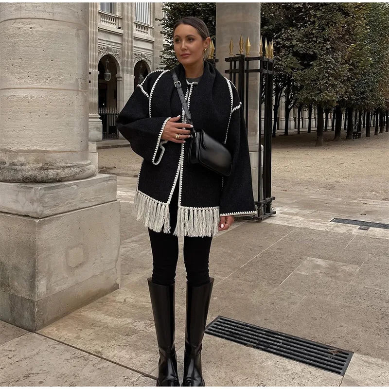 Oversized Contrast Stitch Coat | Chia