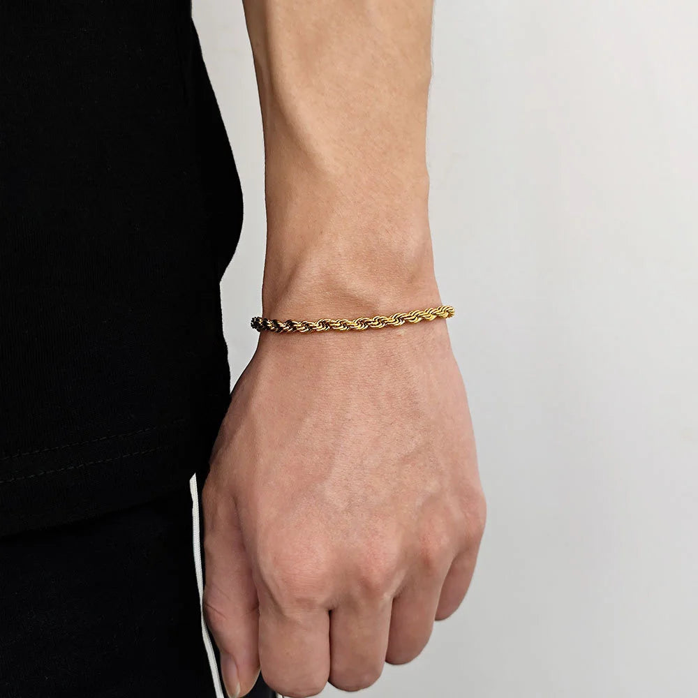 Variant image for Men's Bracelet Gold Stainless Steel Twist Chain | Trendsetter-5