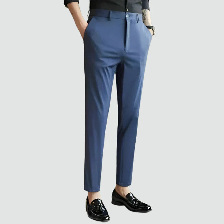 Men Slim Fit Pants Black Elastic | Classic-2