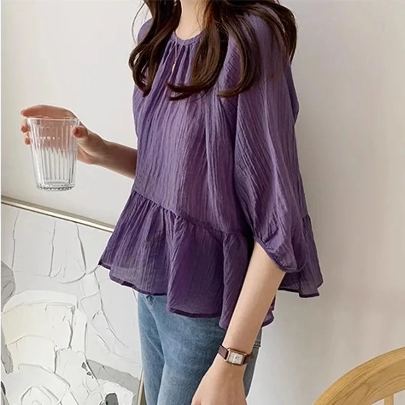 Women Ruffled Elegant Pleated Blouse | Caridad