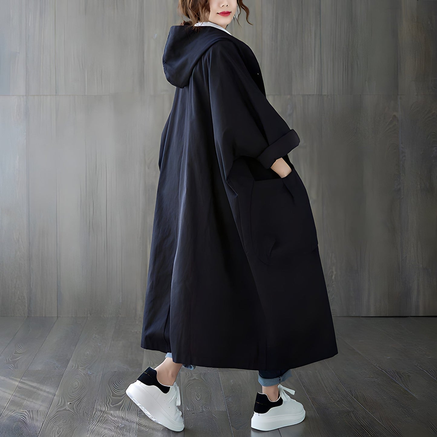 Women Oversized Hooded Trench Coat | Mirella