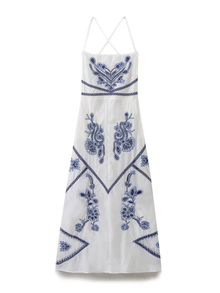 Women Embroidered Midi Dress | Aubrey