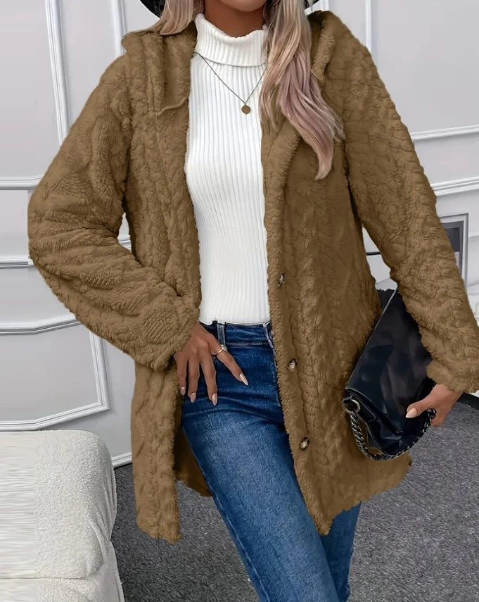 Women Plush Hooded Coat | Trisha