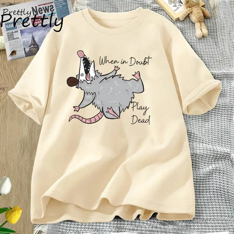 Unisex T Shirt White Cotton | Funny Possum-2