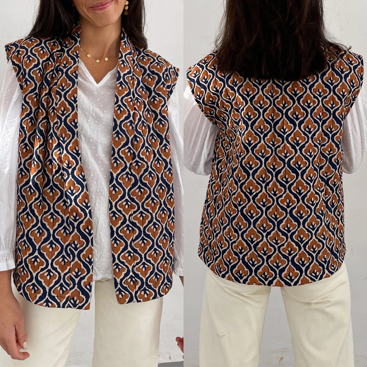 Women Patterned Sleeveless Quilted Vest | Myrtle
