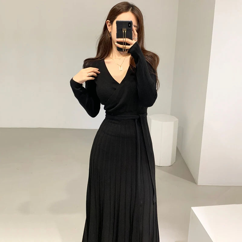 Women Wrap Knit Dress | Evadne