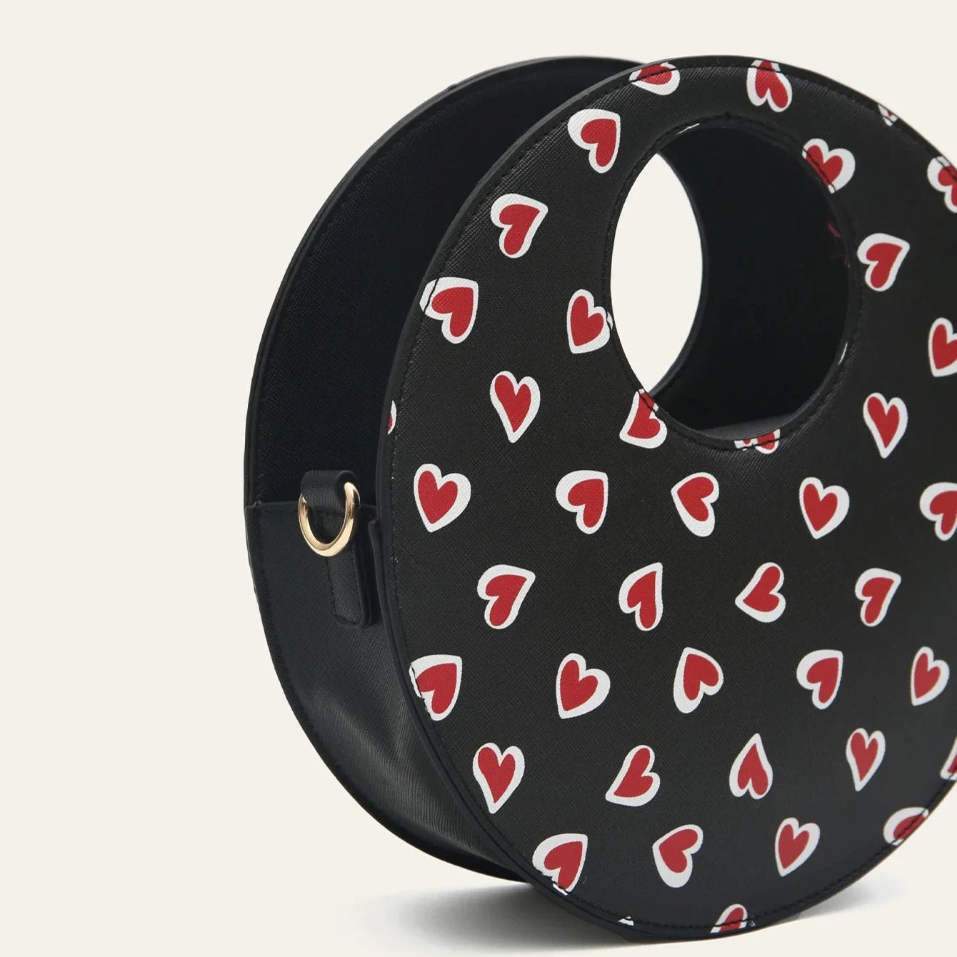Women Heart Print Round Bag | Kara