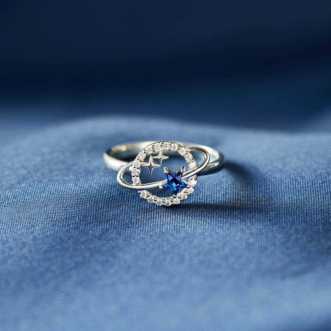 Women Ring Silver Star Design Silver | Crystal Zivra-2