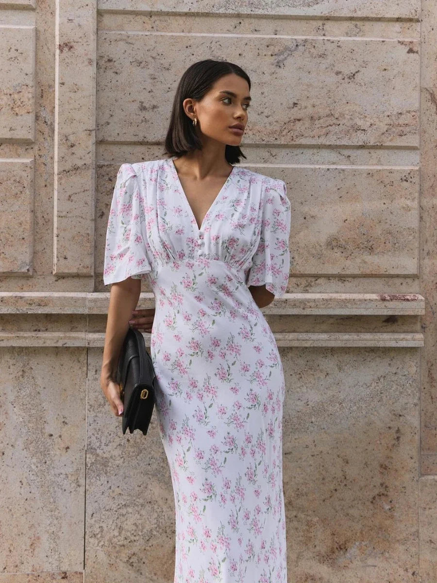 Women Floral Puff Sleeve Maxi Dress | Eloise