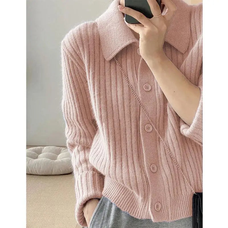 Women Ribbed Knit Button-Up Cardigan | Ysabel