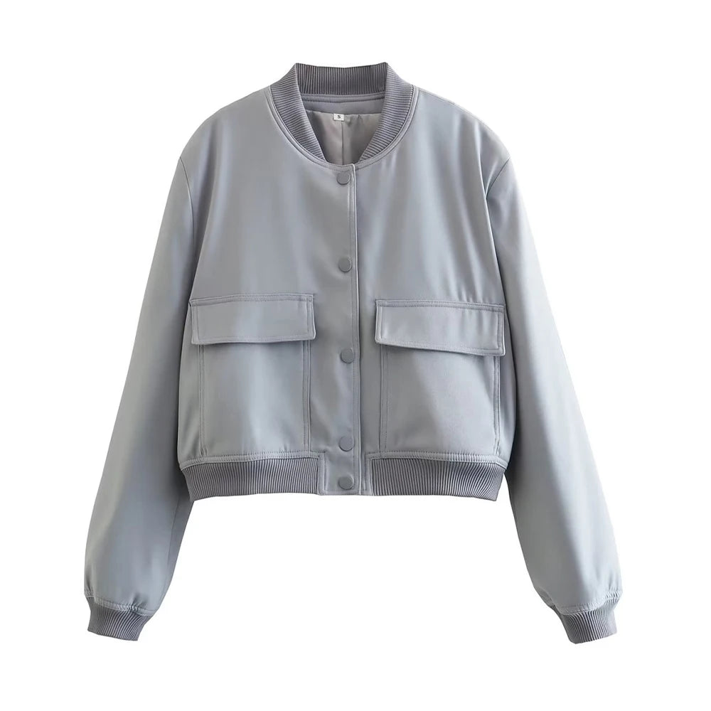 Variant image for Women Bomber Jacket Green Cotton | Vintage Chic-2