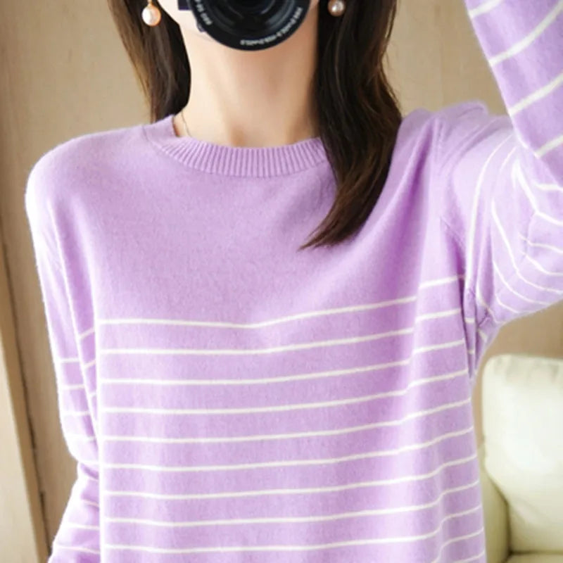 Women Striped Knit Sweater | Debora