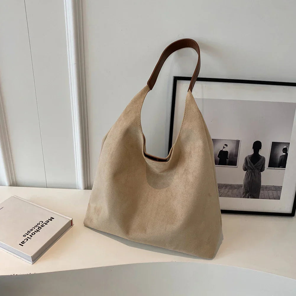 Women Minimalist Suede Tote Bag | Mila