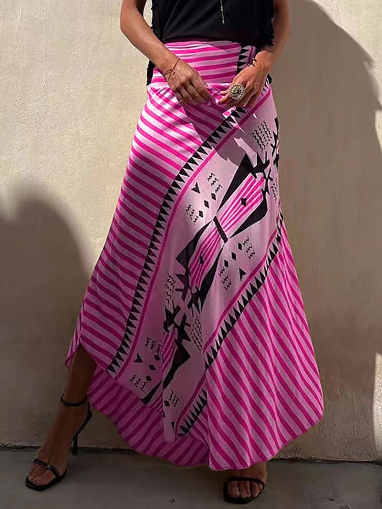 Boho Striped Maxi Skirt for Women | Zoe