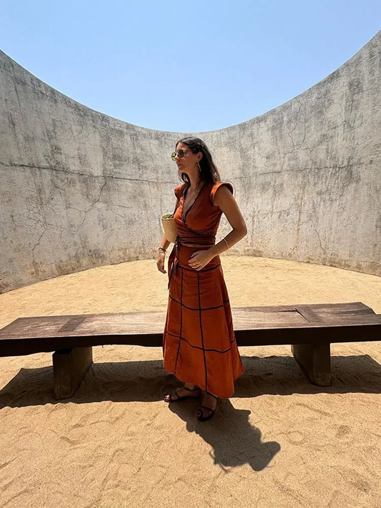 Women Wrap Top & Maxi Skirt Set | Mika