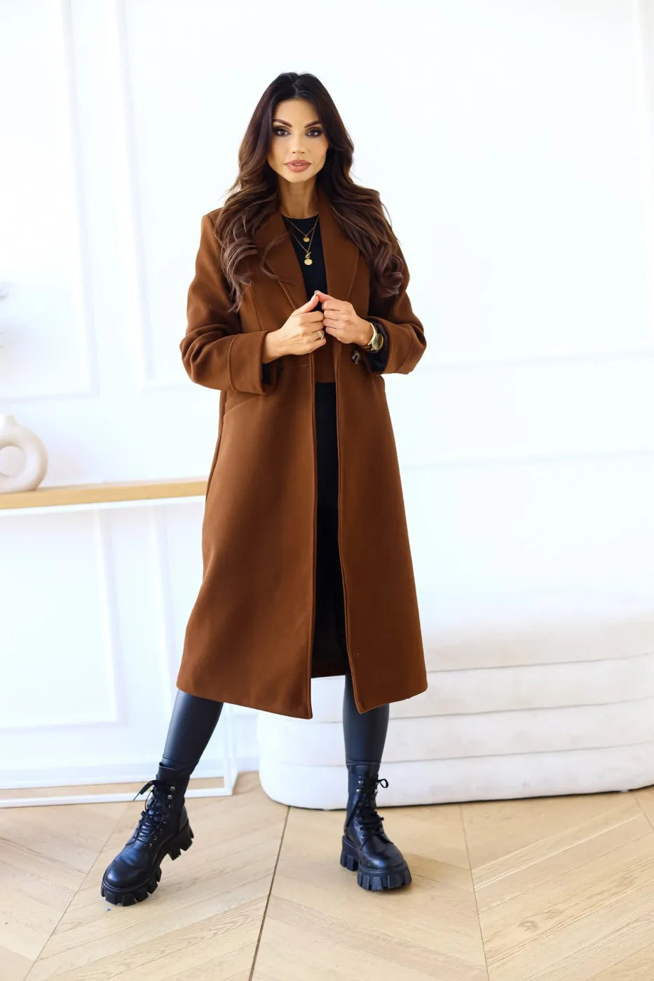 Women Elegant Double-Breasted Long Coat | Vada