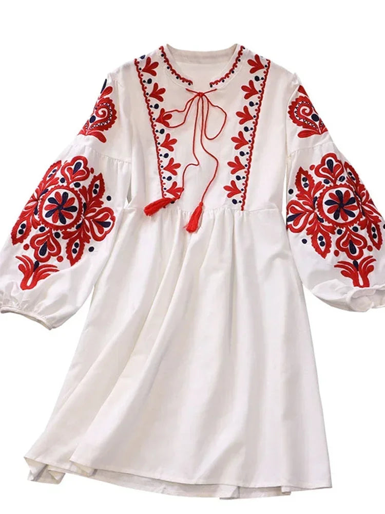 Women Bohemian Embroidered Tunic Dress | Kassandra