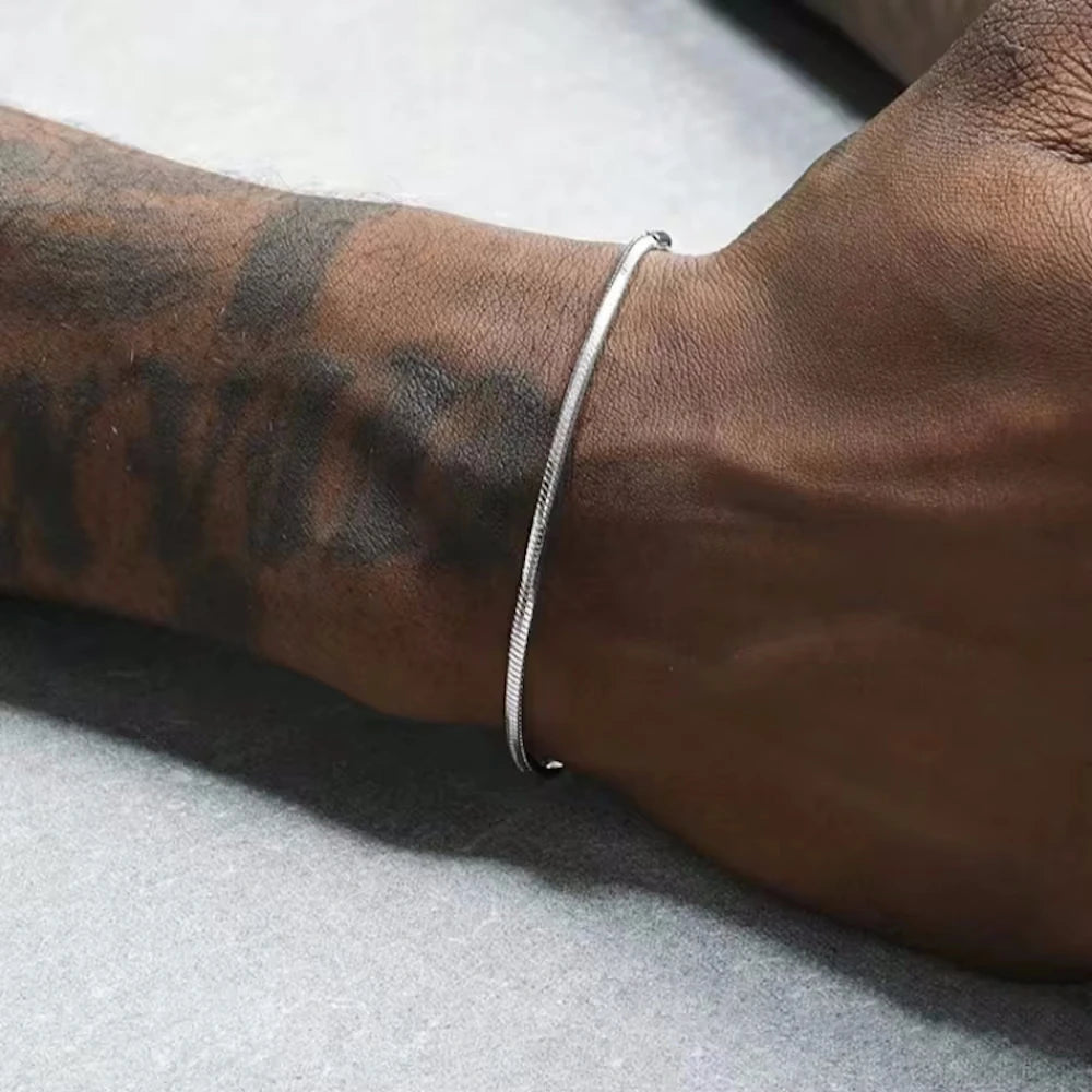 Men's Bracelet Silver 3MM 925 Sterling Silver | Urban Style-4