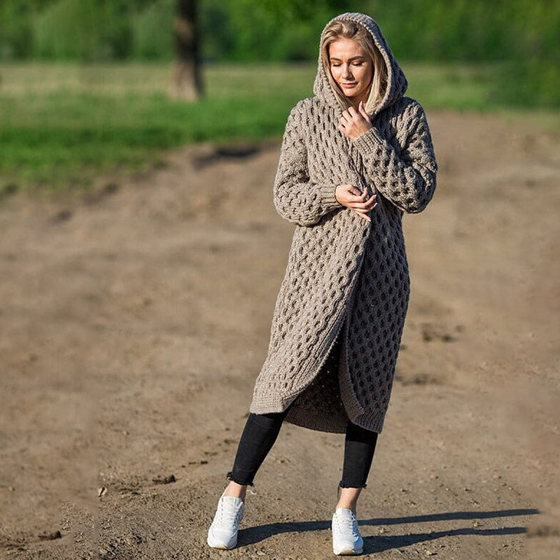 Women Hooded Cable Knit Cardigan | Amirae