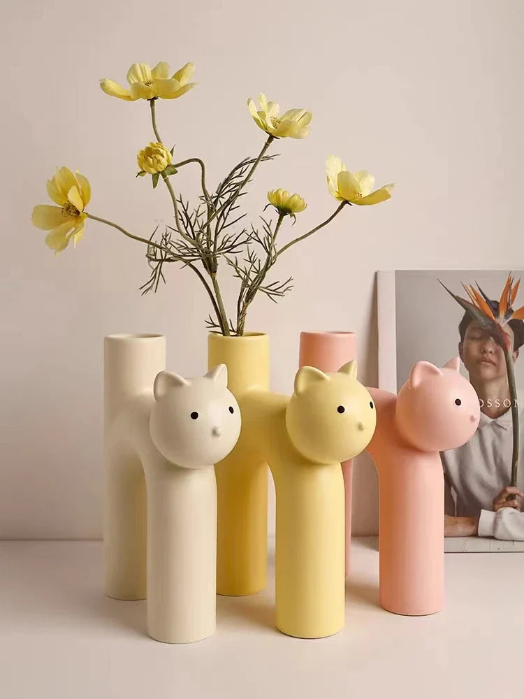 Cat Vase White Ceramic | Elegant Touch 2