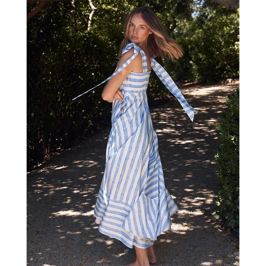 Women Striped Bow-Tie Dress | Daysi