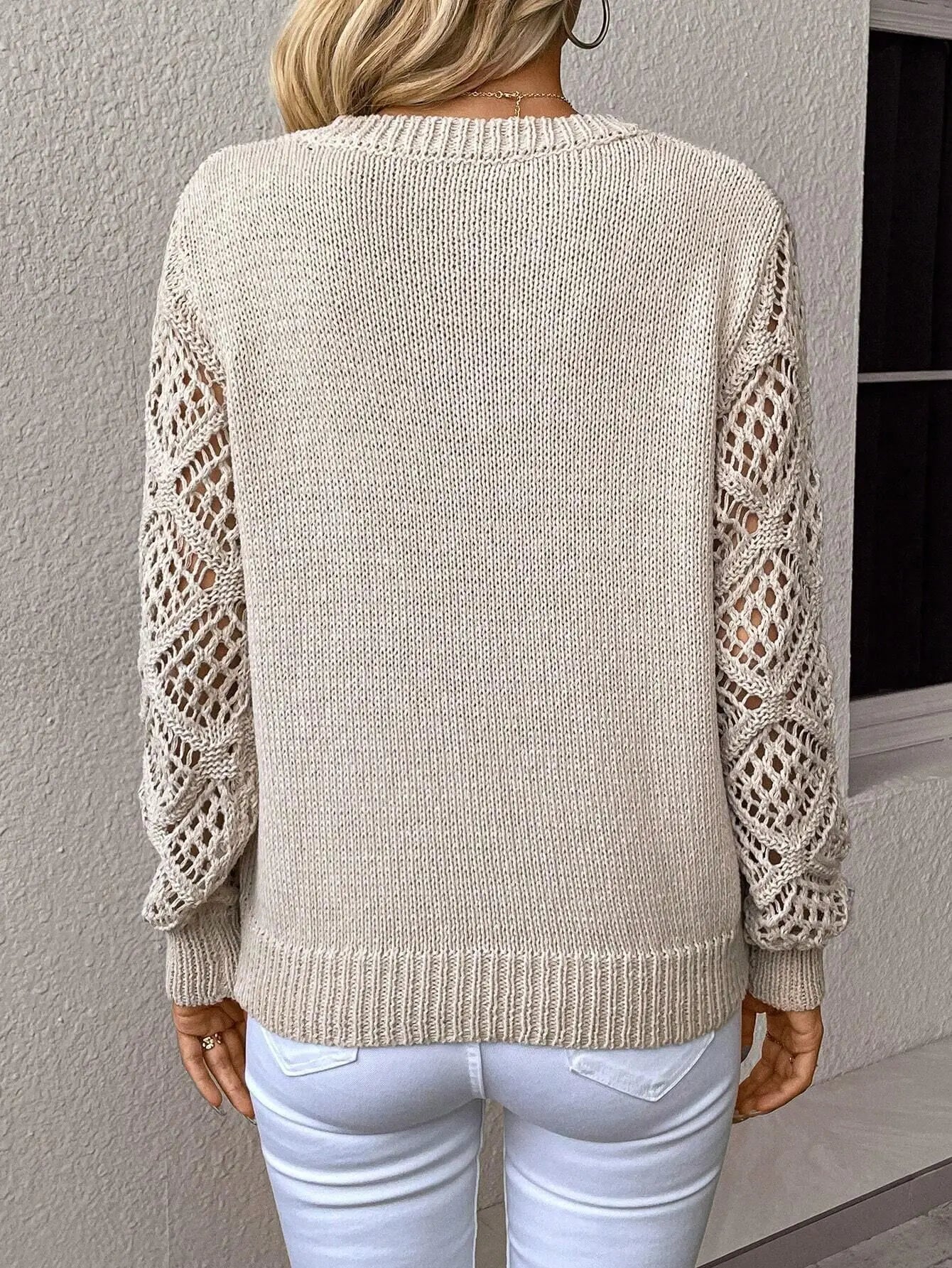 Women Crochet Sleeve Knit Sweater | Avis