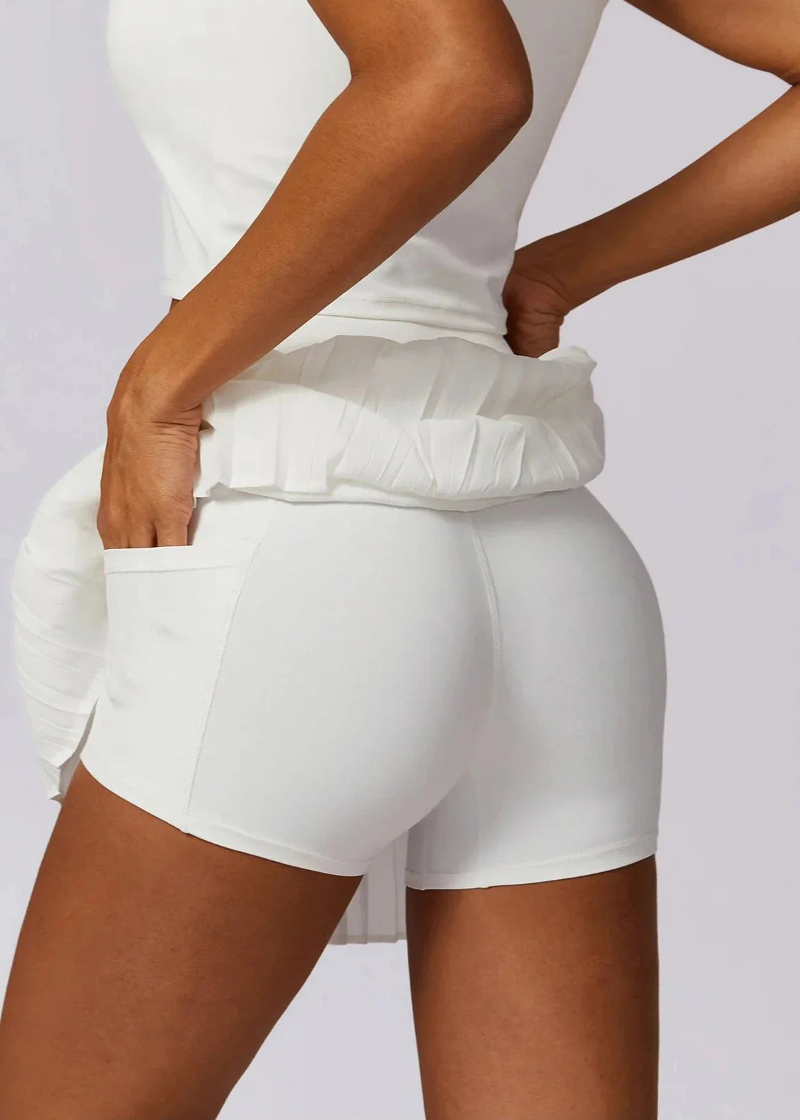 Women Tennis Skirt White Nylon Spandex | Emily-5