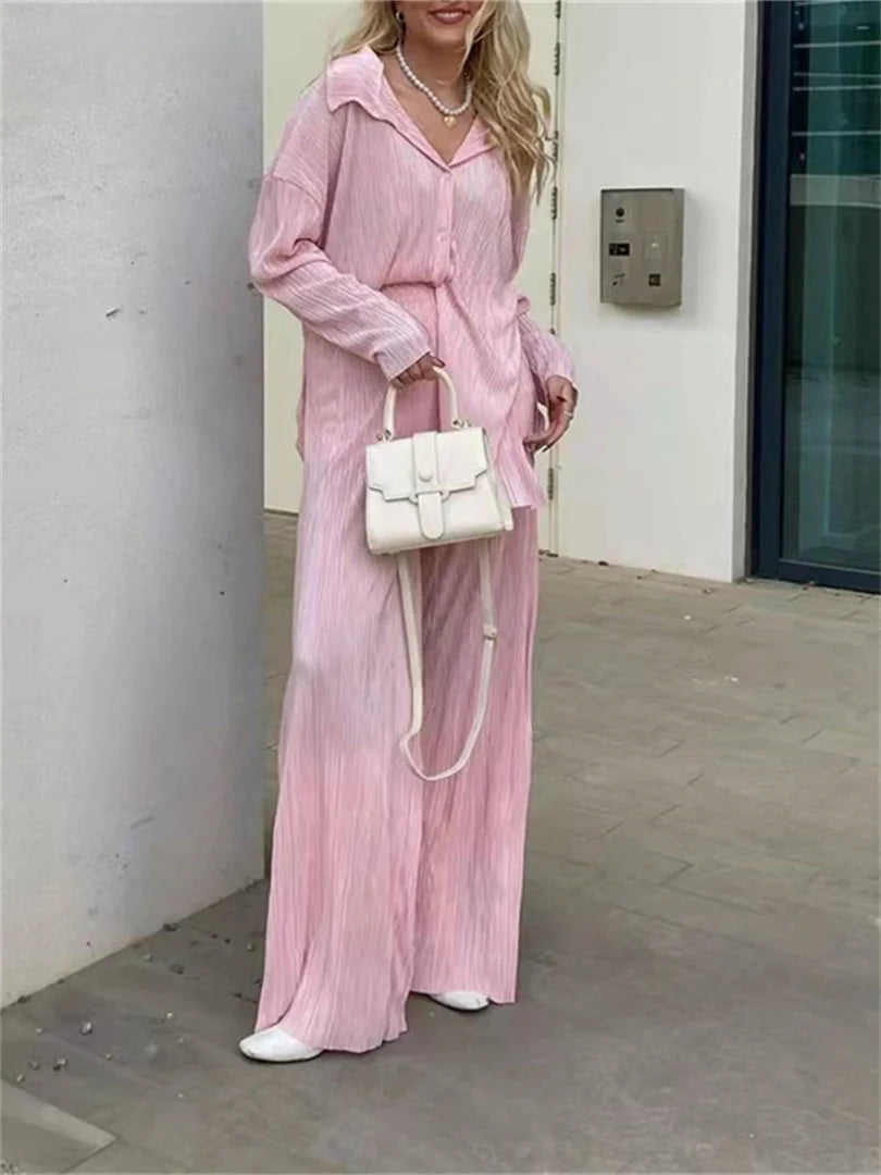 Women Pleated Two-Piece Pants Set | Lara