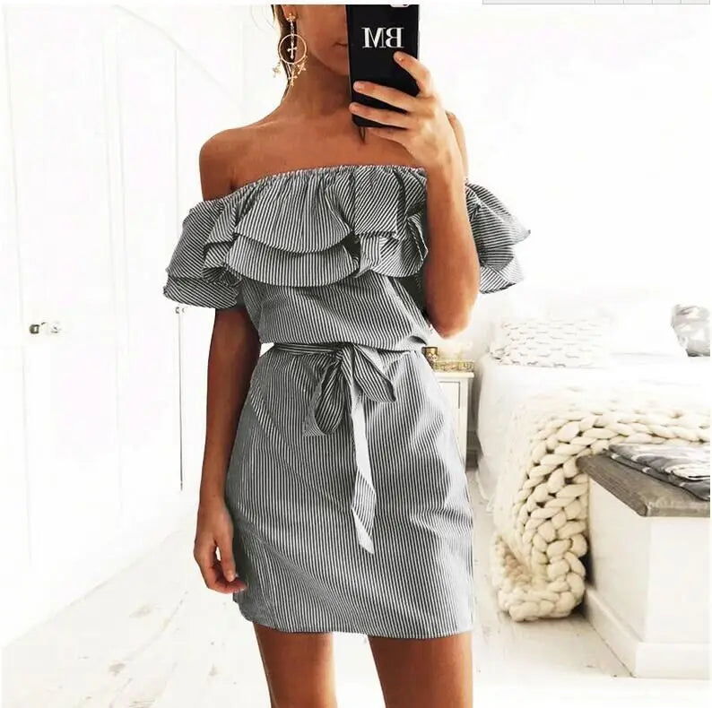Women Ruffled Off-Shoulder Mini Dress | Fabiola