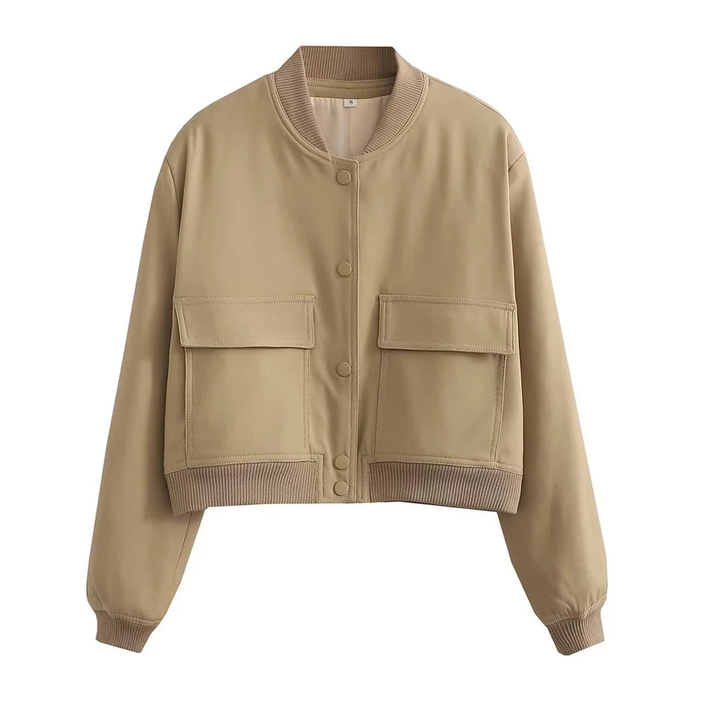 Variant image for Women Bomber Jacket Green Cotton | Vintage Chic-6