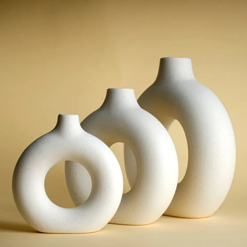 Decorative White Ceramic Vase Minimalist | Elegance 4