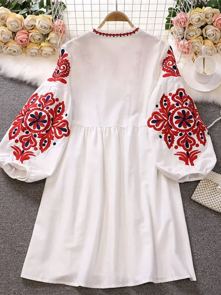 Women Bohemian Embroidered Tunic Dress | Kassandra