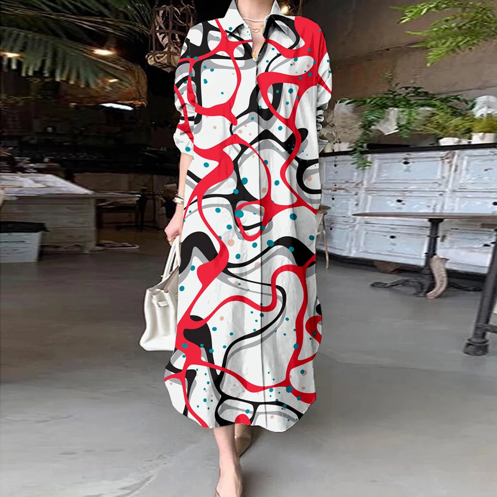 Women Abstract Print Shirt Dress | Aaliyah