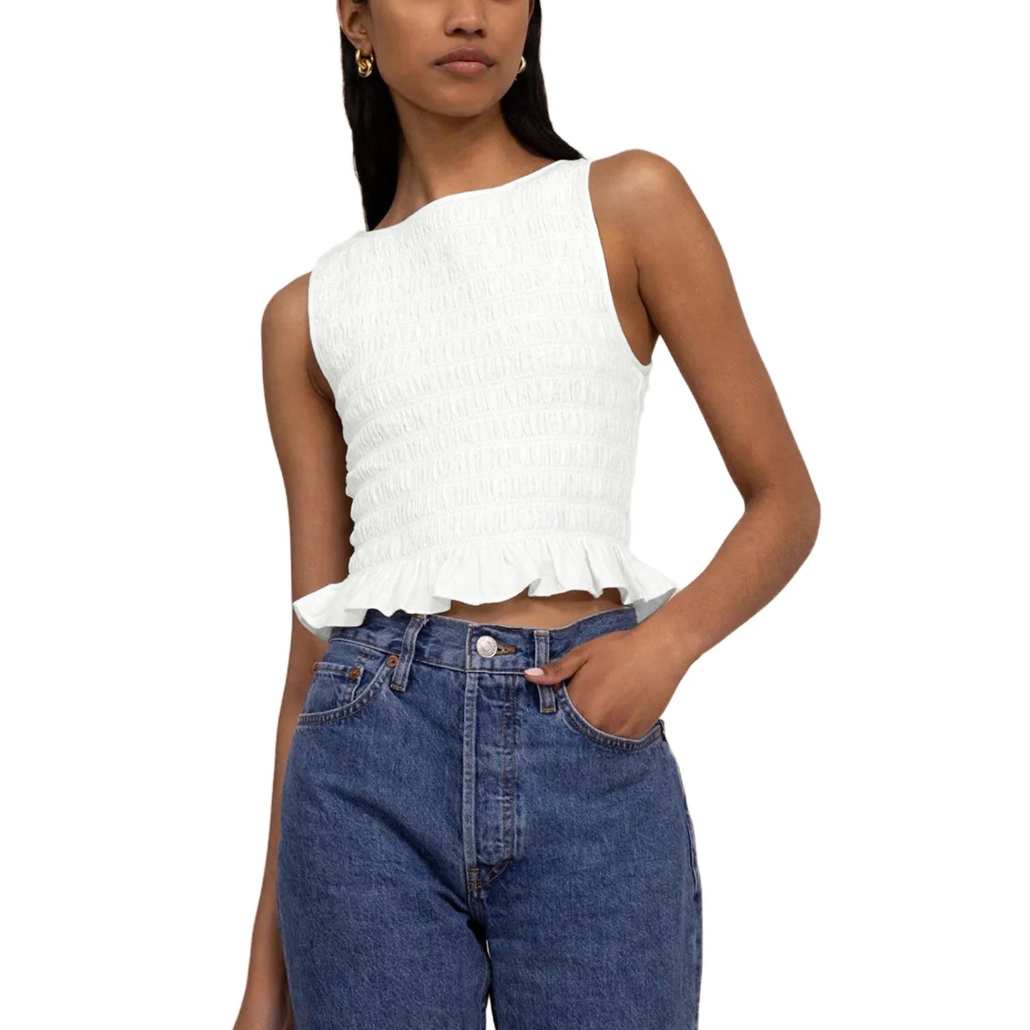 Women Smocked Sleeveless Top | Regina